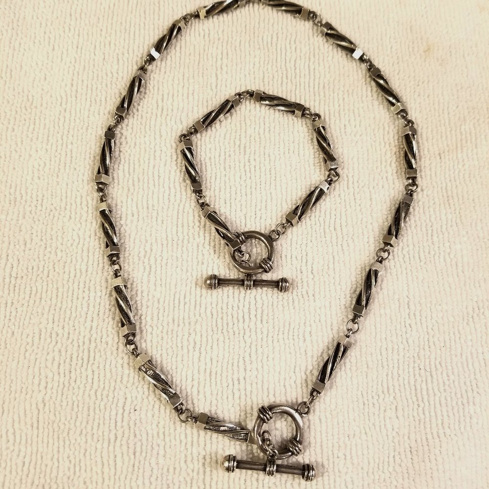 Sterling Silver Toggle Necklace & Bracelet Set